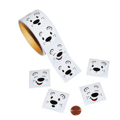 Polar Bear Face Sticker Roll (100/roll) 3?› each