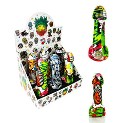 4.5" Printed Penis Glass Hand Pipe - Display of 6 Units