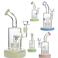 8" Water Pipe Metrix Shower with 14mm Male Bowl Happy Fumes Glass