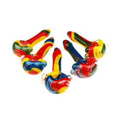4.5" Hand Pipe Spoon Rasta Color Frit
