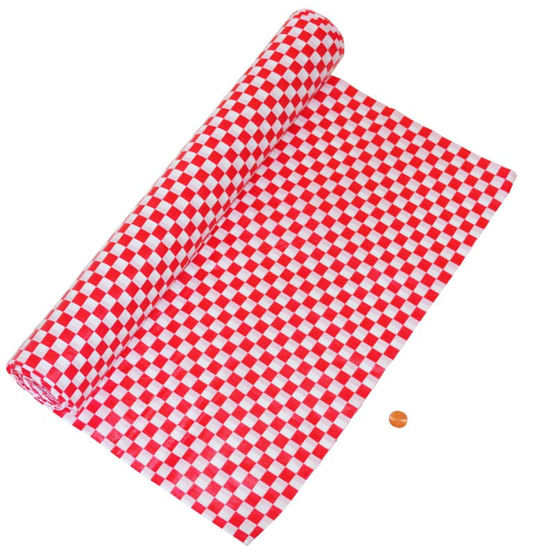 Red & White Check Plastic Table Cloth Roll (100 ft long)