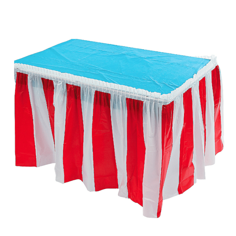 Red White Striped Table Skirt