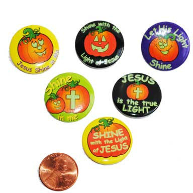 Religious Glow Pumpkin Buttons (96 total pieces in 2 bags) 14?› each