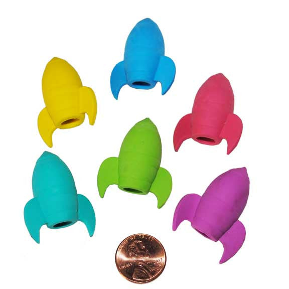 Rocket Ship Pencil Eraser Top (24 total erasers in 2 bags) 48?› each