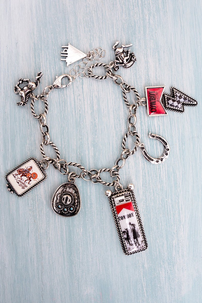 TIPI Trailfire Cowboy Silvertone Charm Bracelet