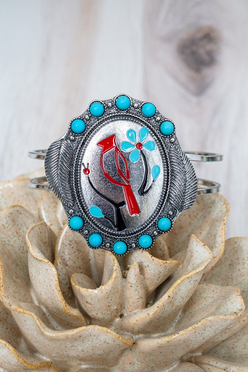 TIPI Bloom & Feathers Silvertone Hinge Bracelet