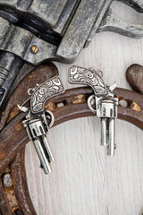TIPI With Guns Blazing Silvertone Earrings