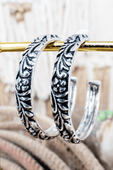 TIPI Stonebloom Silvertone Hoop Earrings