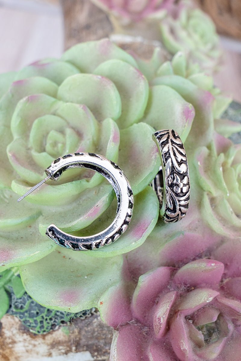 TIPI Midnight Meadow Silvertone Hoop Earrings