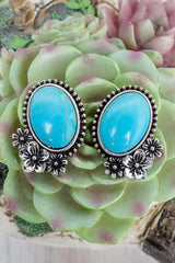TIPI Turquoise Main Event Blooms Silvertone Earrings