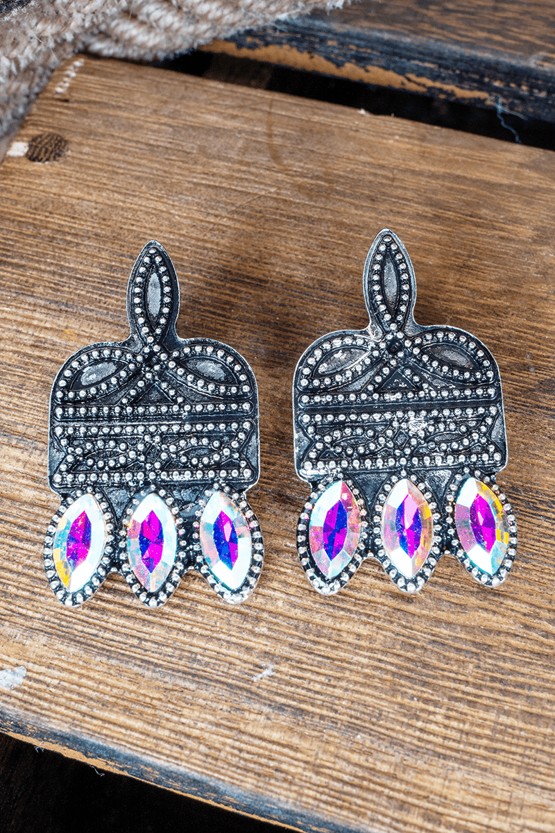 TIPI Iridescent Lusterline Silvertone Earrings