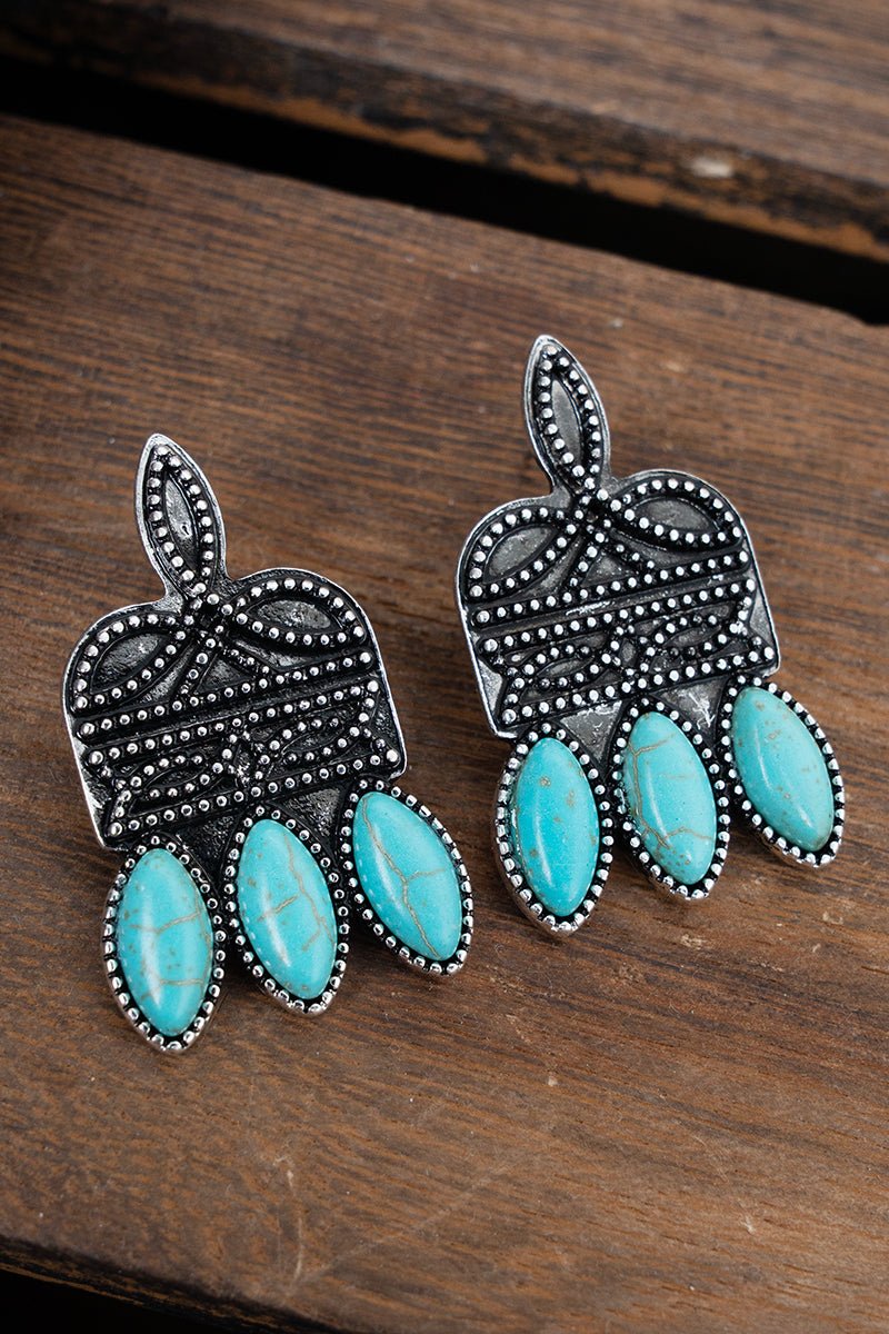 TIPI Turquoise Lusterline Silvertone Earrings