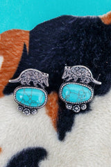 TIPI Frontier Friend Armadillo Turquoise & Silvertone Earrings