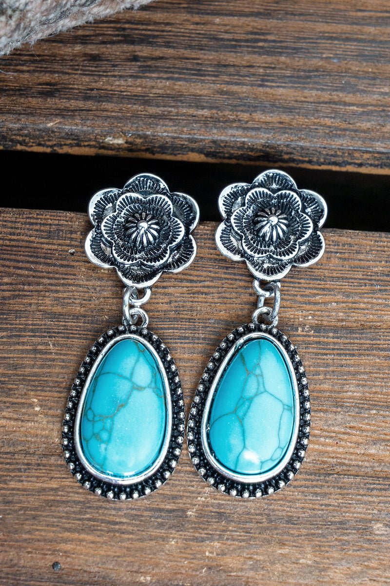 TIPI Turquoise Hickory Falls Silvertone Earrings