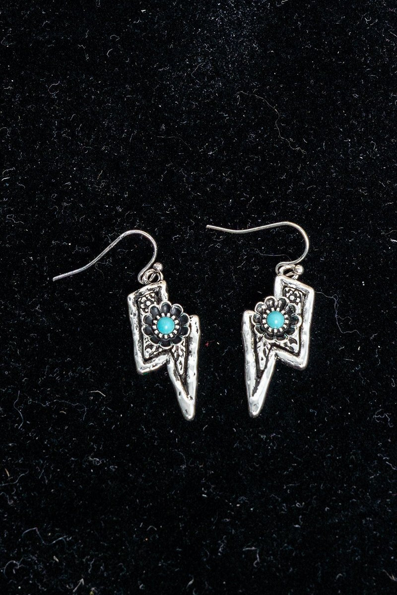 TIPI Turquoise Bolt Blossom Silvertone Earrings
