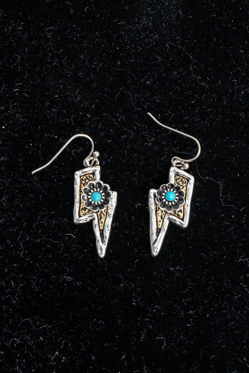 TIPI Turquoise Bolt Blossom Two-Tone Earrings