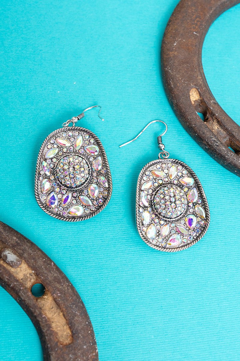 TIPI Iridescent Cowgirl Couture Silvertone Earrings