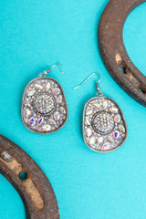 TIPI Iridescent Cowgirl Couture Silvertone Earrings