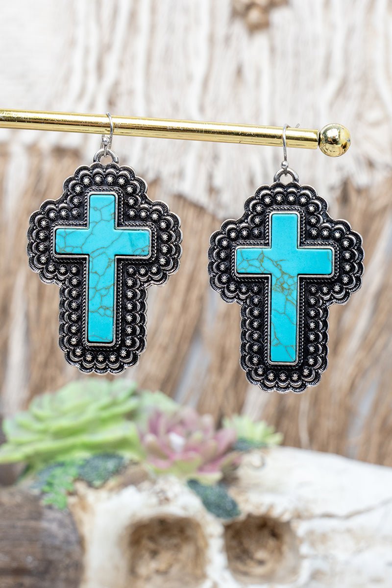 TIPI Turquoise Stoneflare Faith Silvertone Earrings