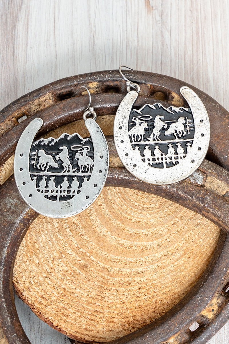 TIPI Cowboy Crossing Silvertone Earrings