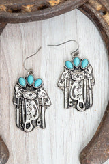 TIPI Turquoise Back In The Saddle Silvertone Earrings