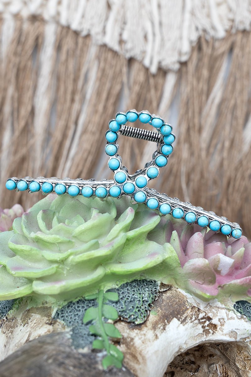 TIPI Lariat Loop Turquoise & Silvertone Hair Claw