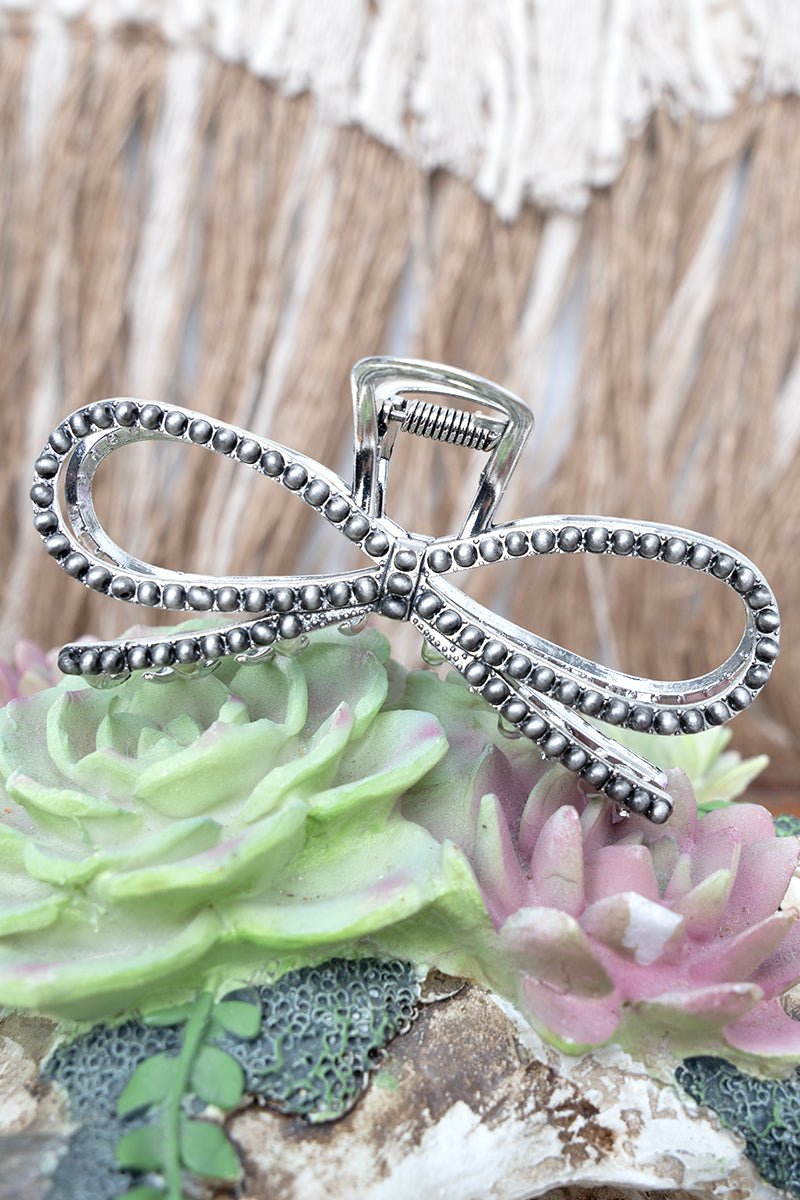 TIPI Ranch Ribbon Silver Pearl Hair Claw
