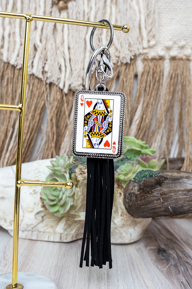 TIPI Queen of Hearts Black Tassel Keychain