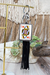 TIPI Queen of Hearts Black Tassel Keychain