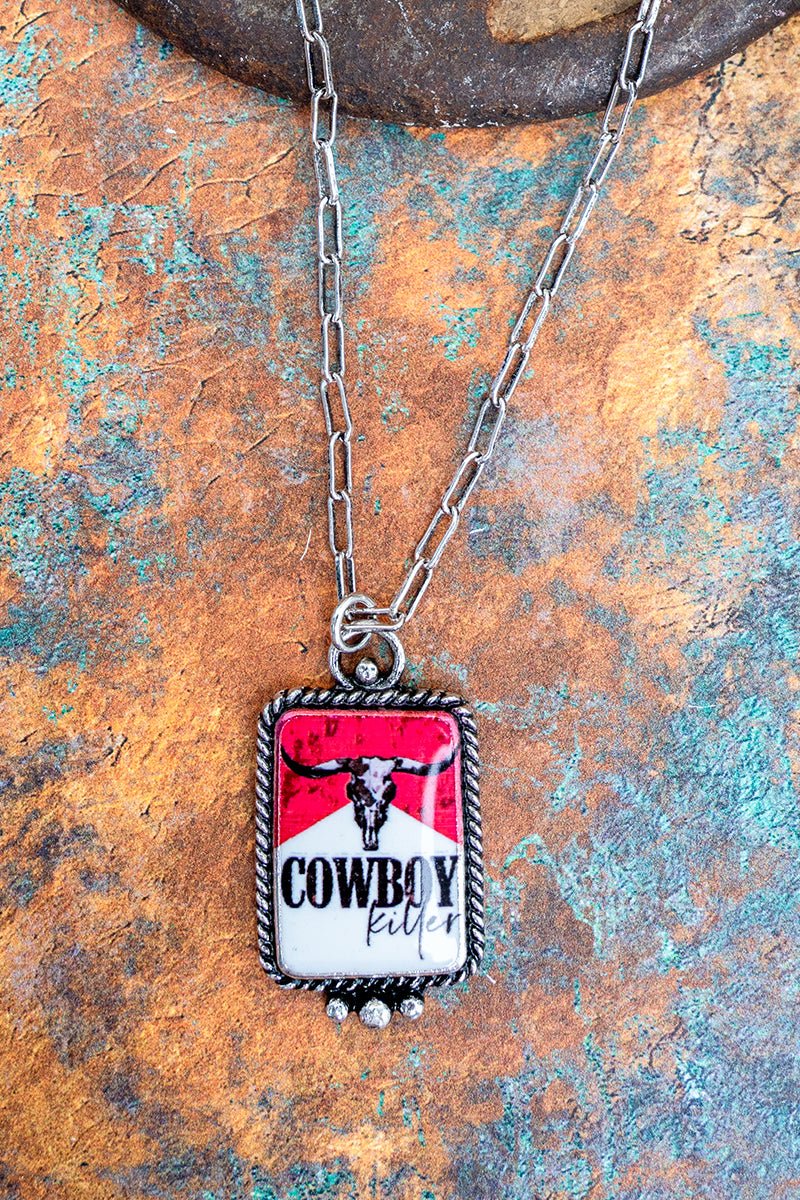 TIPI Cowboy Killer Longhorn Silvertone Necklace