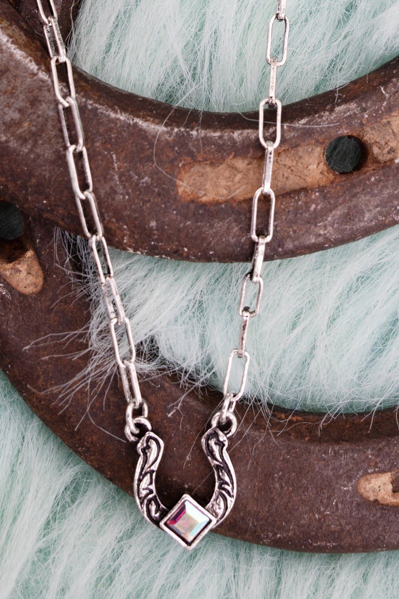 TIPI Iridescent Runway Rider Silvertone Necklace