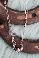 TIPI Iridescent Runway Rider Silvertone Necklace