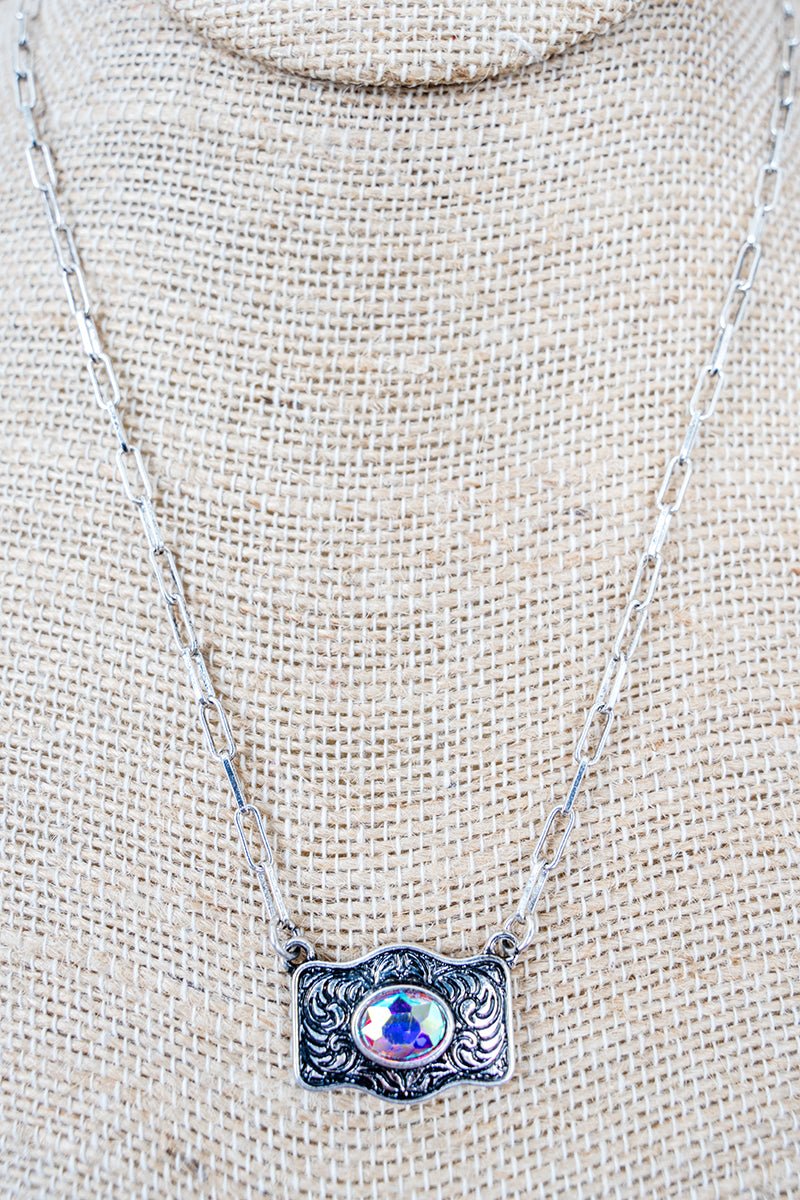 TIPI Iridescent Cowgirl Charm Silvertone Necklace