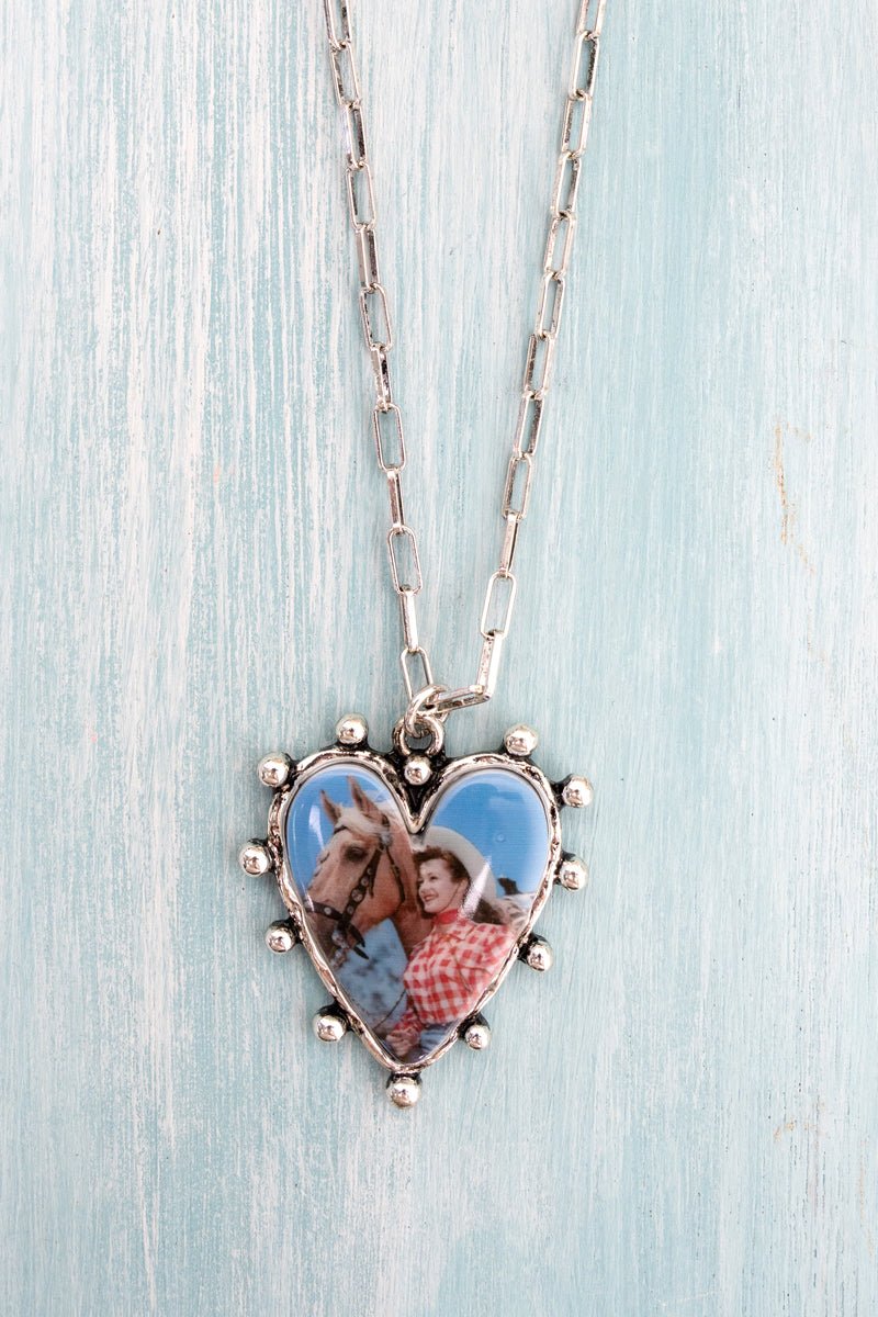 TIPI Cowgirl's Heart Horse Silvertone Necklace