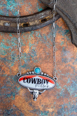TIPI Cowboy Killer Sign Turquoise & Silvertone Necklace