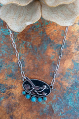 TIPI Turquoise Roadrunner Ridge Silvertone Necklace