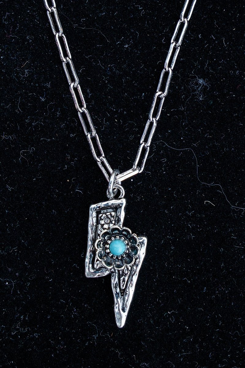 TIPI Turquoise Bolt Blossom Silvertone Necklace