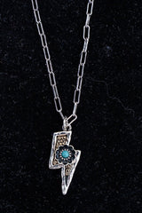 TIPI Turquoise Bolt Blossom Two-Tone Necklace