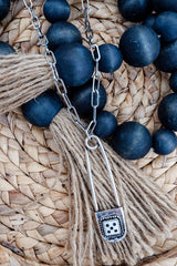 TIPI Dice Pin Drop Silvertone Necklace