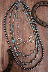 TIPI The Ranch Club Turquoise and Silver Pearl Layered Necklace
