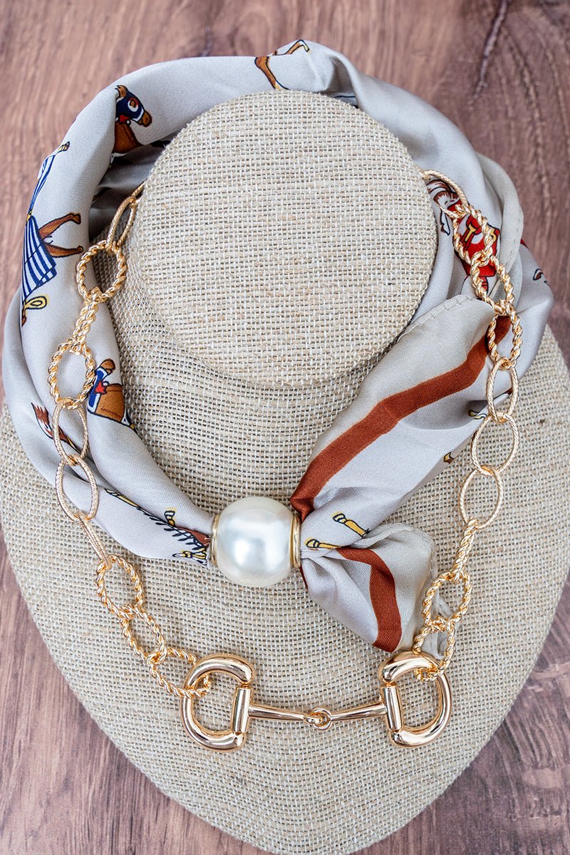 TIPI Saddle Society Taupe & Goldtone Double Scarf Necklace Set