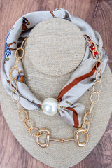 TIPI Saddle Society Taupe & Goldtone Double Scarf Necklace Set
