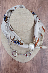 TIPI Saddle Society Taupe & Silvertone Double Scarf Necklace Set