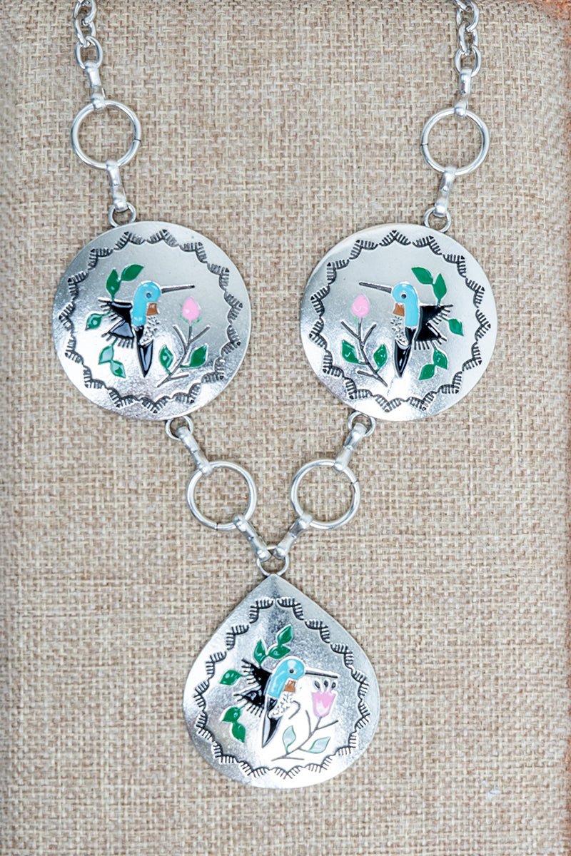 TIPI Brightbloom Hummingbird Silvertone Necklace