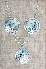 TIPI Brightbloom Hummingbird Silvertone Necklace