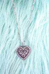 TIPI Iridescent Harlow Heart Silvertone Necklace