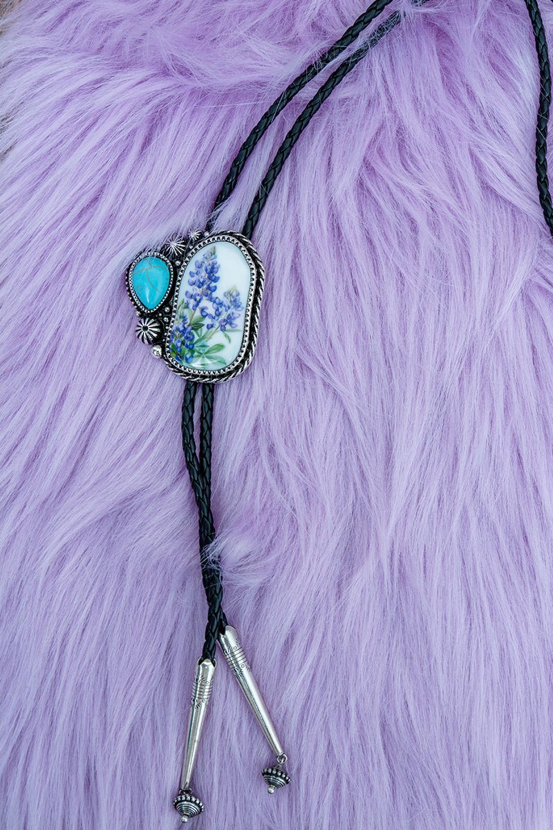 TIPI Blooming Prairie Turquoise & Silvertone Bolo Tie Necklace