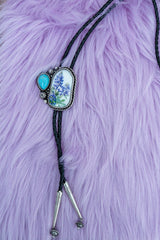 TIPI Blooming Prairie Turquoise & Silvertone Bolo Tie Necklace