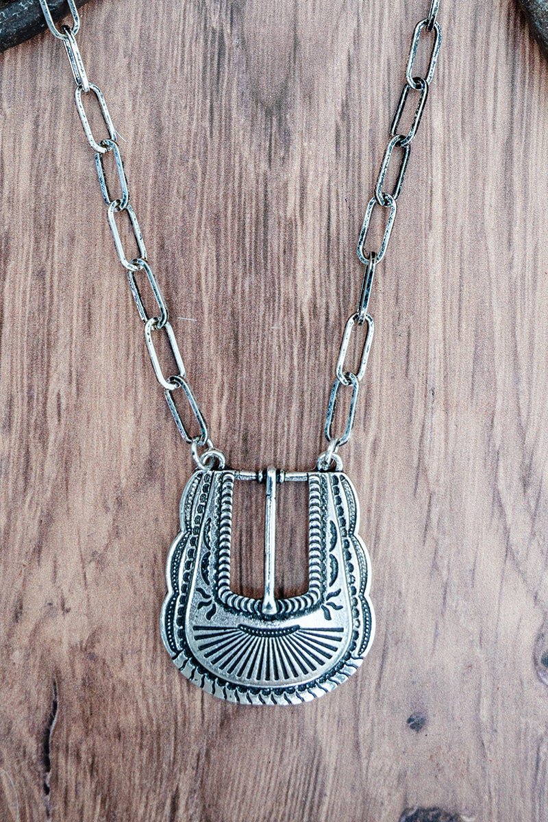 TIPI Horse Creek Buckle Silvertone Necklace