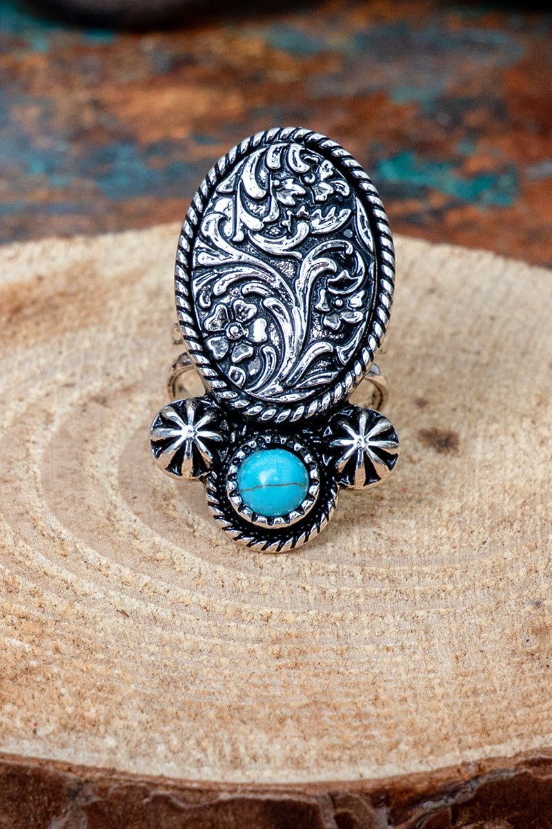 TIPI Laredo Lily Turquoise & Silvertone Ring